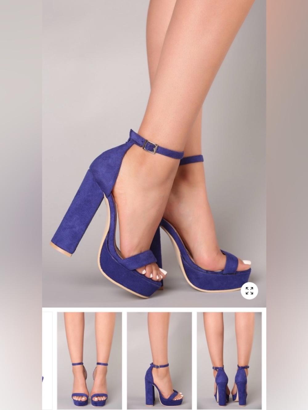 So Me Royal Blue Suede Ankle-Strap Heels
